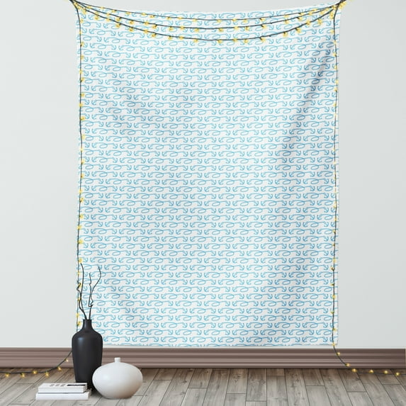 Anchor Tapestry, Little Anchors with Chains Naval Loops Sailing Theme Cartoon Style Ocean Travel, Wall Hanging for Bedroom Living Room Dorm Decor, 40W X 60L Inches, Pale Blue White, by Ambesonne
