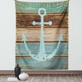 thumbnail image 1 of Anchor Tapestry, Timeworn Marine Symbol on Weathered Wooden Planks Rustic Nautical Theme, Wall Hanging for Bedroom Living Room Dorm Decor, 40W X 60L Inches, Pale Blue Brown Teal, by Ambesonne, 1 of 2