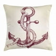 thumbnail image 1 of Anchor Throw Pillow Cushion Cover, Realistic Hand Drawn Sketch Marine Vintage Design Sails Yacht Boat Cruise, Decorative Square Accent Pillow Case, 24 X 24 Inches, Dark Mauve Cream, by Ambesonne, 1 of 2