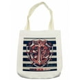 thumbnail image 1 of Anchor Tote Bag, Marine Design Rudder Rope Anchor Chain Navy Striped Backdrop Merchant, Cloth Linen Reusable Bag for Shopping Books Beach and More, 16.5" X 14", Cream, by Ambesonne, 1 of 2