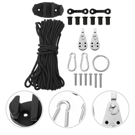 Anchor Trolley Kit for Kayak Canoe, with Zig Zag Cleat/Pulleys/Snap Hooks/Mounting Hardware, for Kayak Canoe Boats Water Sports