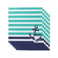 thumbnail image 1 of Anchor Turquoise Cloth Napkins Set of 6 Reusable Dinner Napkins, Modern Navy Blue White Striped Nautical Cocktail Napkin Washable Table Napkins for Wedding/Holiday Party/Baby Shower 20"x20", 1 of 7