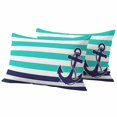 thumbnail image 1 of Anchor Turquoise Outdoor Waterproof Pillow Covers, Modern Navy Blue White Striped Nautical Decorative Rectangle Throw Pillowcase Sofa Cushion Sham for Patio/Couch/Chair, 20"x12" 2 Pack, 1 of 8