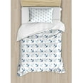 thumbnail image 1 of Anchor Twin Size Duvet Cover Set, Simple Classical Icons Maritime Ocean Aquatic Theme Pattern Sailing Hobby, Decorative 2 Piece Bedding Set with 1 Pillow Sham, Baby Blue Navy Blue, by Ambesonne, 1 of 3