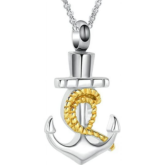Anchor Urn Necklace for Human Ashes Cremation Urn Jewelry for Men Women
