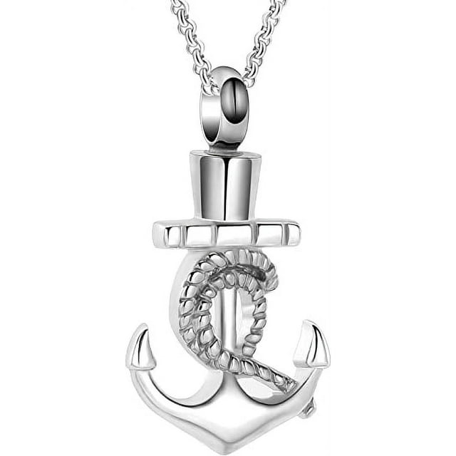 Anchor Urn Necklace for Human Ashes Cremation Urn Jewelry for Men Women