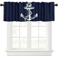 thumbnail image 1 of Anchor Valance Curtains Retro Abstract Nautical Navy Blue White Rod Pocket Curtain Valance for Kitchen Bedroom Living Room Decor 1 Panel W54xL18 Inch, 1 of 6