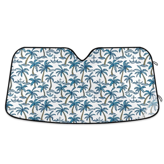 Anchor Wave Tree Car Windshield Sun Shade Foldable Car Front Window Visor Heat and UV Protection 53x23.5