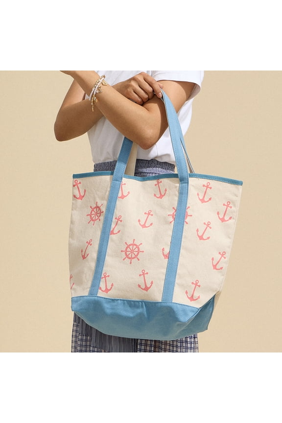Anchor Wheel Printed Tote Bag
