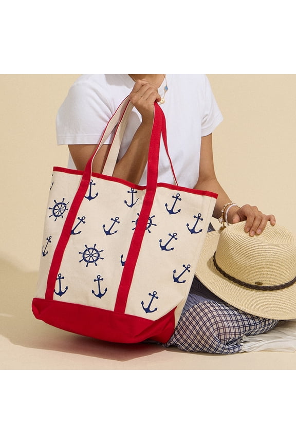 Anchor Wheel Printed Tote Bag