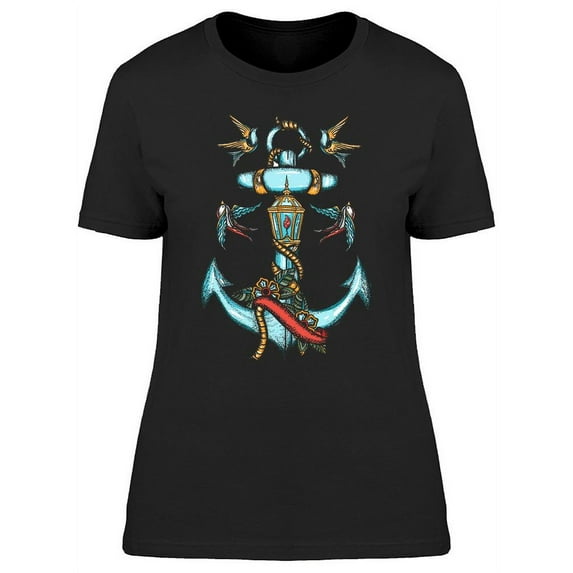 Anchor With Roses And Flowers T-Shirt Women -Image by Shutterstock, Female Large