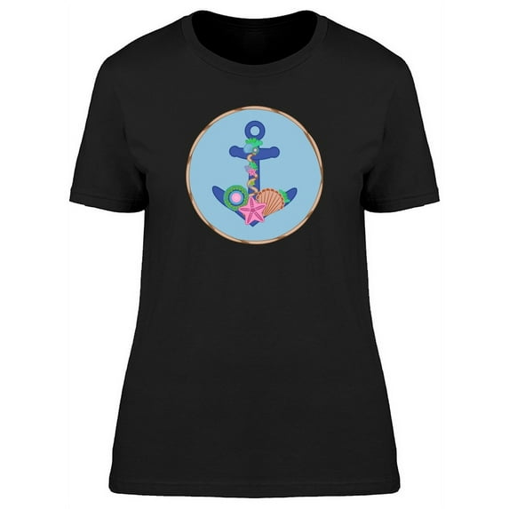 Anchor With Sea Life Doodle T-Shirt Women -Image by Shutterstock, Female Medium