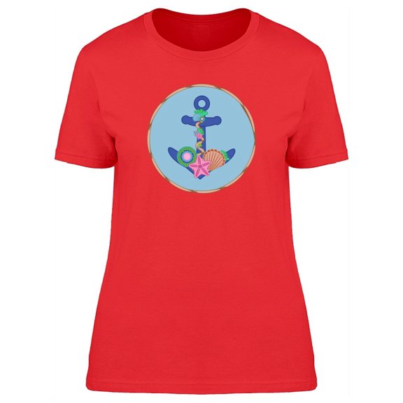 Anchor With Sea Life Doodle T-Shirt Women -Image by Shutterstock, Female x-Large