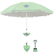 Classic 7ft Beach Umbrella & AnchorONE Sand Anchor Kit, Seafoam Green, UPF50+