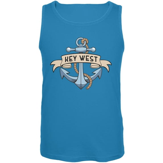 Anchor at Key West Mens Tank Top Turquoise LG