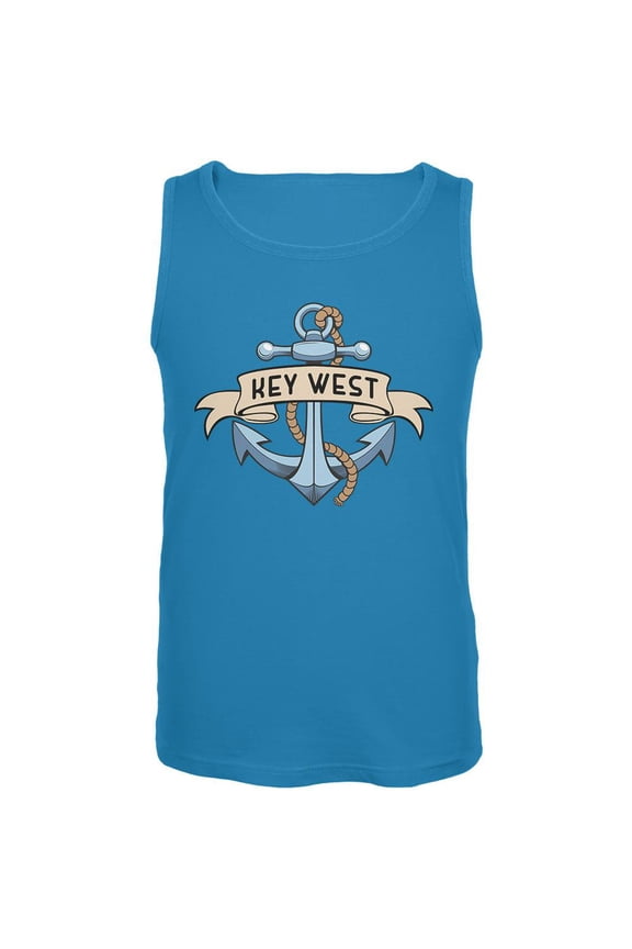 Anchor at Key West Mens Tank Top Turquoise MD