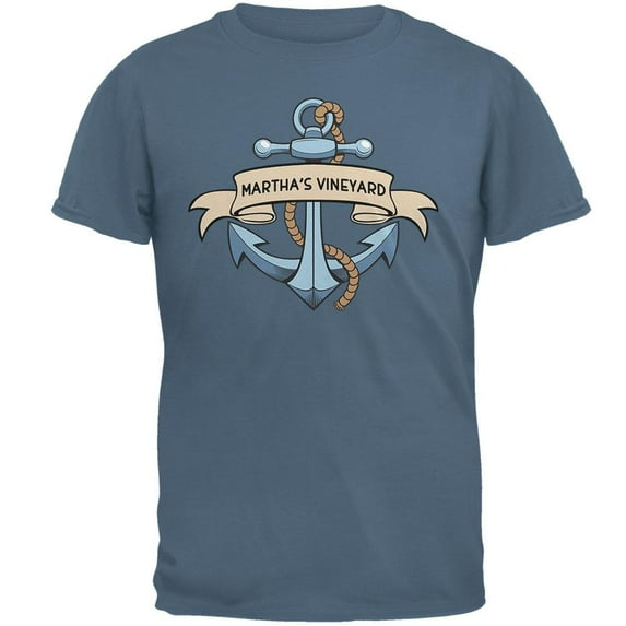 Anchor at Martha's Vineyard Mens T Shirt IndIgo Blue LG