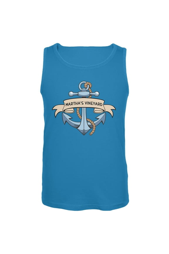 Anchor at Martha's Vineyard Mens Tank Top Turquoise SM