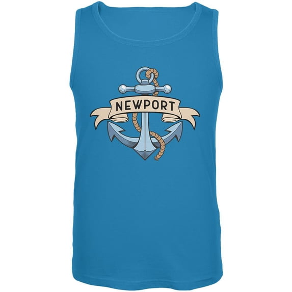 Anchor at Newport Mens Tank Top Turquoise MD