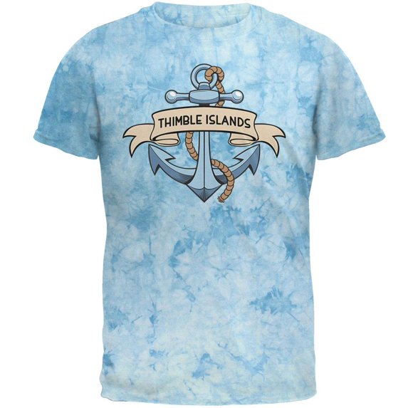 Anchor at Thimble Islands Mens T Shirt Crackle Light BLue 2XL