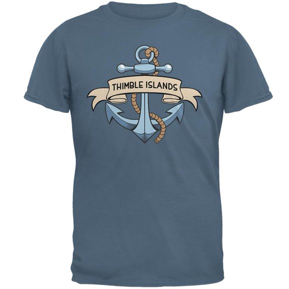 Anchor at Thimble Islands Mens T Shirt IndIgo Blue X-LG