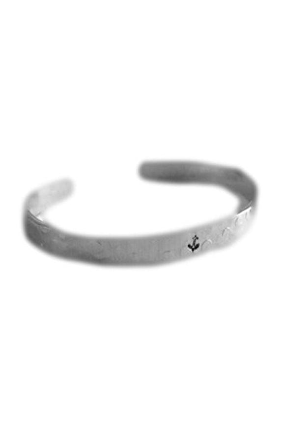 Anchor on Textured Hammered Hand Stamped Bracelet Aluminum Cuff Personalized ...