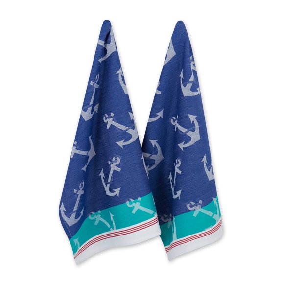 Anchor's Away Collection Kitchen, Dishtowel Set, 18x28, Jacquard, 2 Piece
