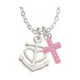thumbnail image 1 of Anchor with Heart  - Light Pink Crystal Cross Sophia Necklace, 18"+1", 1 of 2