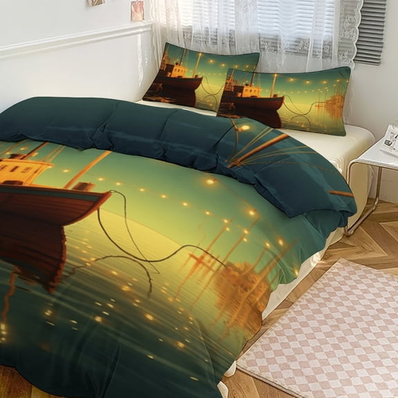 Anchor with Sailing Bedding Set with Zipper Closure for Girls & Boys