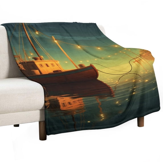 Anchor with Sailing Soft Cozy Warm, Lightweight And Plush Flannel Throw Blankets - Perfect for Couch, Bed, Travel