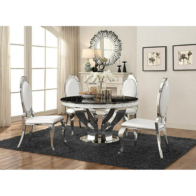 Anchorage 5 piece Round Dining Set Chrome