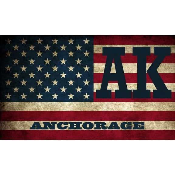 Anchorage AK Alaska Anchorage County Vintage US Flag Decal Bumper Sticker 3M Vinyl 3" x 5"