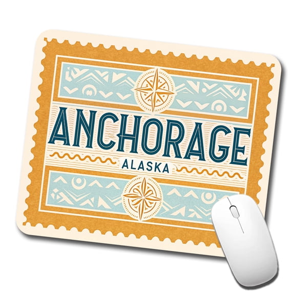 Anchorage AK Alaska Travel Vacation Stamp Mouse Pad Low Profile Gaming Mat