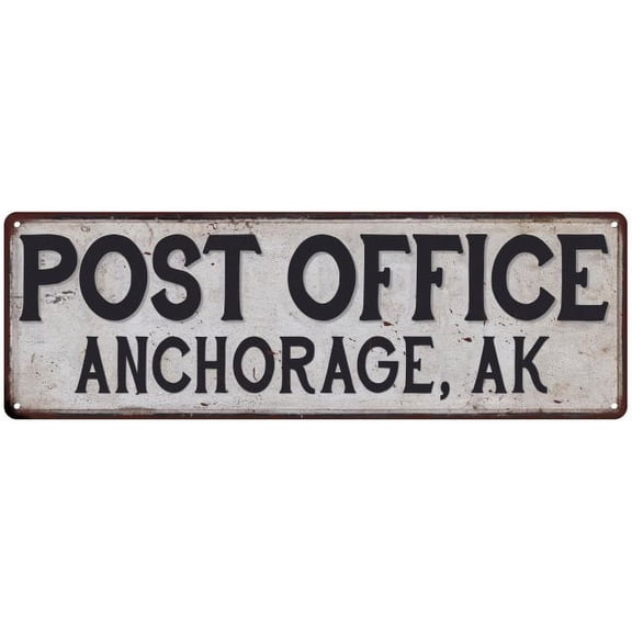 Anchorage, Ak Post Office Metal Sign Vintage 8x24 108240011056