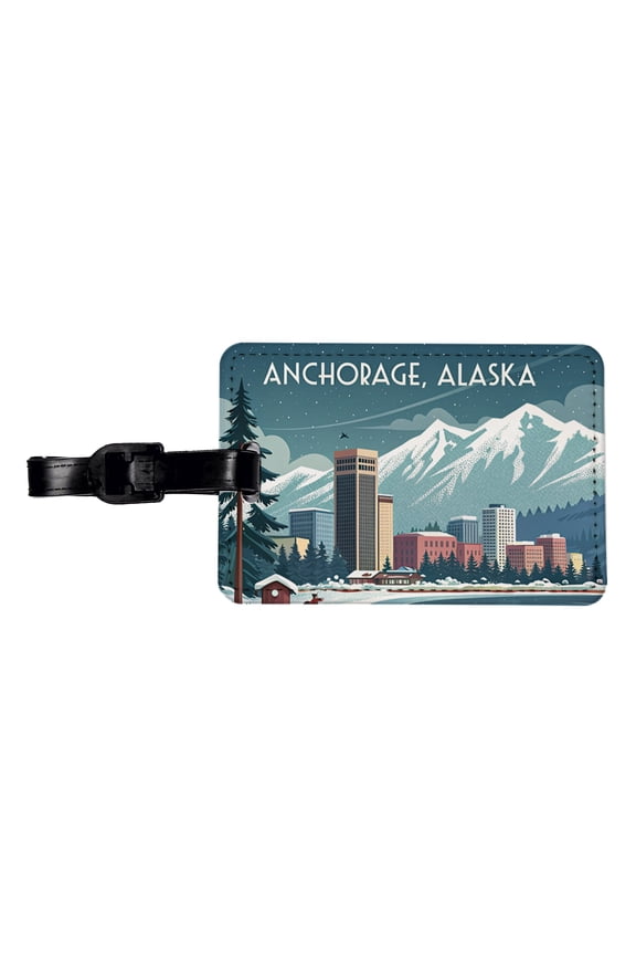 Anchorage, Alaska AK Travel City State Stamp Faux Leather Travel Luggage Tag