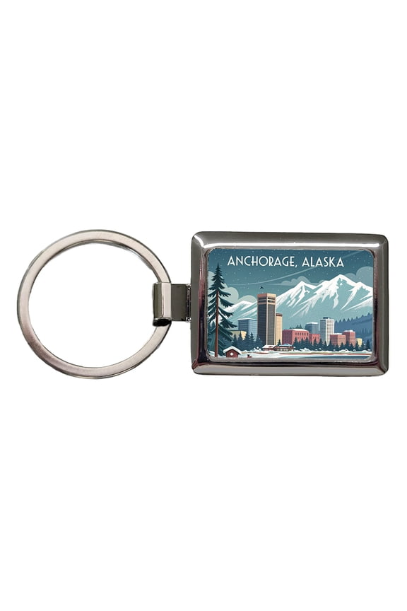 Anchorage, Alaska AK Travel City State Stamp Metal Rectangle Keychain