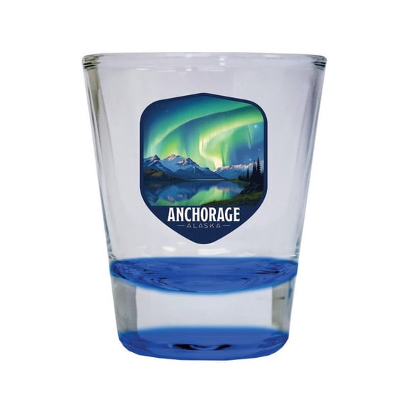 Anchorage Alaska Design A Souvenir 2 oz Round Shot Glass Blue