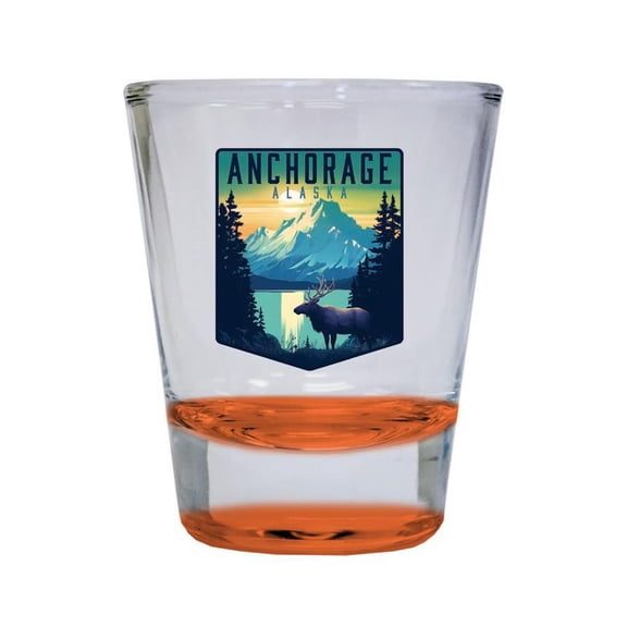 Anchorage Alaska Design B Souvenir 2 oz Round Shot Glass Orange