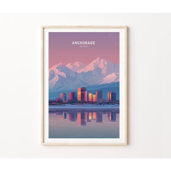 Anchorage Alaska Minimalist Travel Home Decor Unframed Paper Print