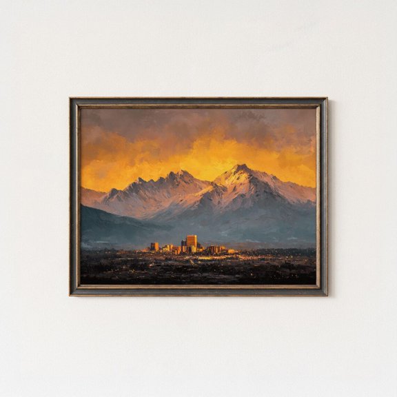Anchorage Alaska Sunset Print Dramatic Mountain Landscape Wall Art Decorative Home