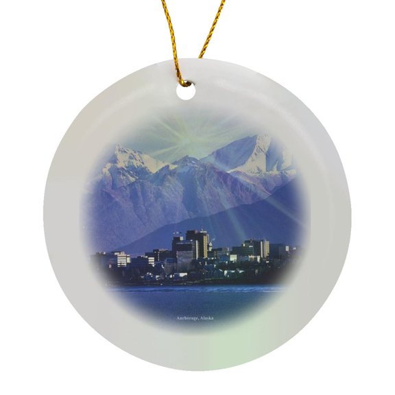 3drose, Anchorage, Circle Porcelain Ornament