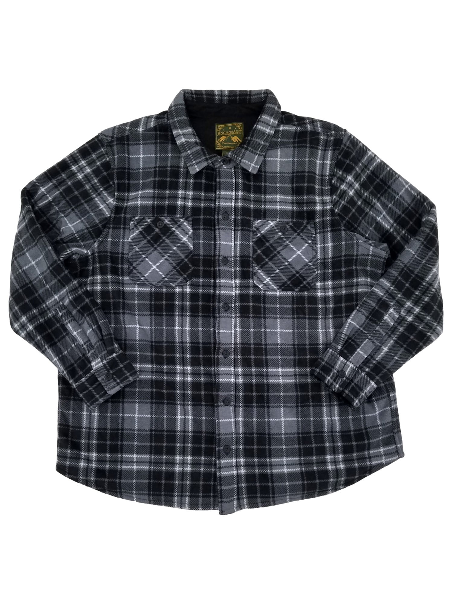 Anchorage Expedition Mens Big Tall Black Plaid Fleece Sherpa