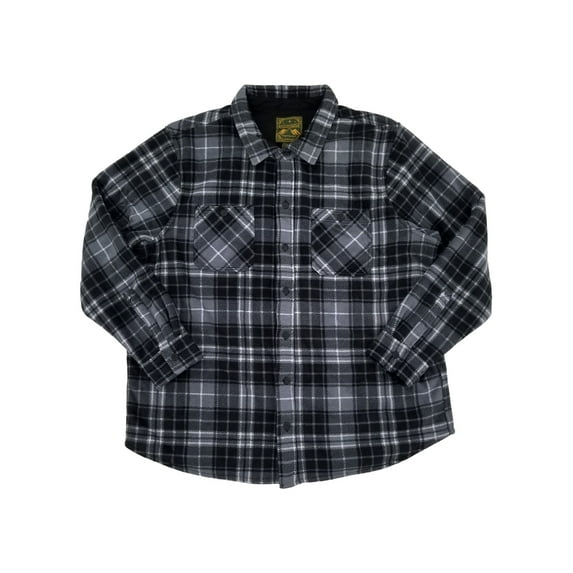 Anchorage Expedition Mens Big & Tall Black Plaid Fleece Sherpa Shirt Jacket 4XB