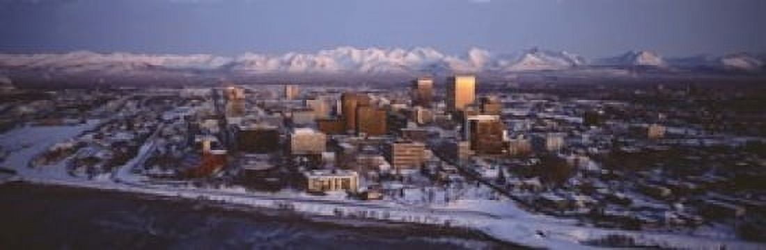 Anchorage at the base of Chugach Mtns AK USA Canvas Art - Panoramic Images (18 x 6)