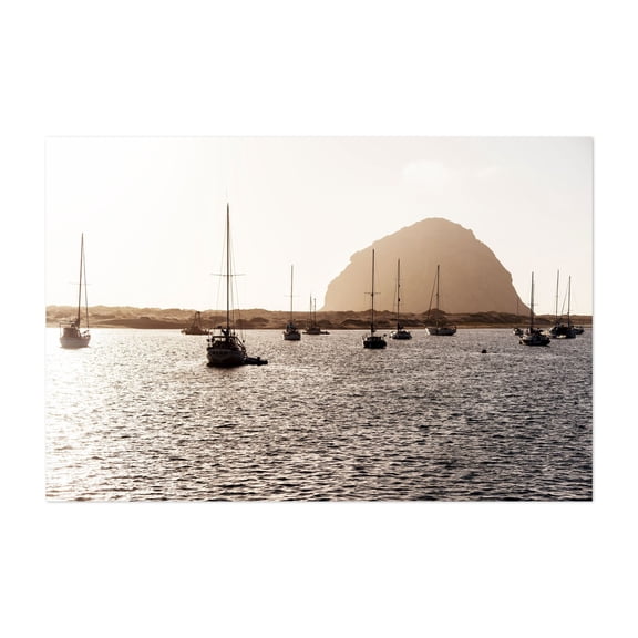 Anchored at Sunset - Morro Bay California Photography Unframed Wall Art Print 24 x 36 inches