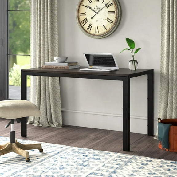 Anchorhome 47.2" W Rectangular Home Office Desk, Writing Desk, Computer Desk, Drawing Desk with Metal Legs, Wood-Grain Table Top, Space-Saving Modern Design