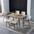 thumbnail image 1 of Anchorhome 47"(W) Modern Wooden Dining Table Set for 4/6, with 4 Armless Dining Chairs Plus 2 Sturdy Stools Faux Leather Metal Frame, Dining Room Kitchen Apartment, 1 of 7