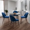 thumbnail image 1 of Anchorhome Dining Set for 5 Piece Mid-Century Modern Round Table with 4 Velvet Chairs - Chic, Luxury, Comfy, Sturdy & Compact - for Homes, Apartments, Restaurants(Grey Top, Blue Chairs), 1 of 7