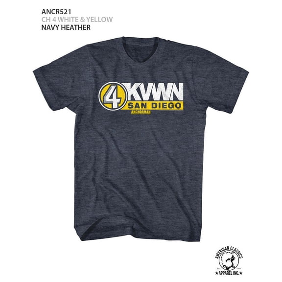 Anchorman Ch 4 Wht And Yel Navy Heather Adult T-Shirt 5Xl
