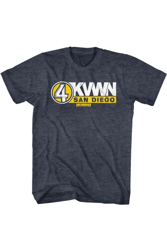 Anchorman Ch 4 White and Yellow Navy Heather Adult T-Shirt